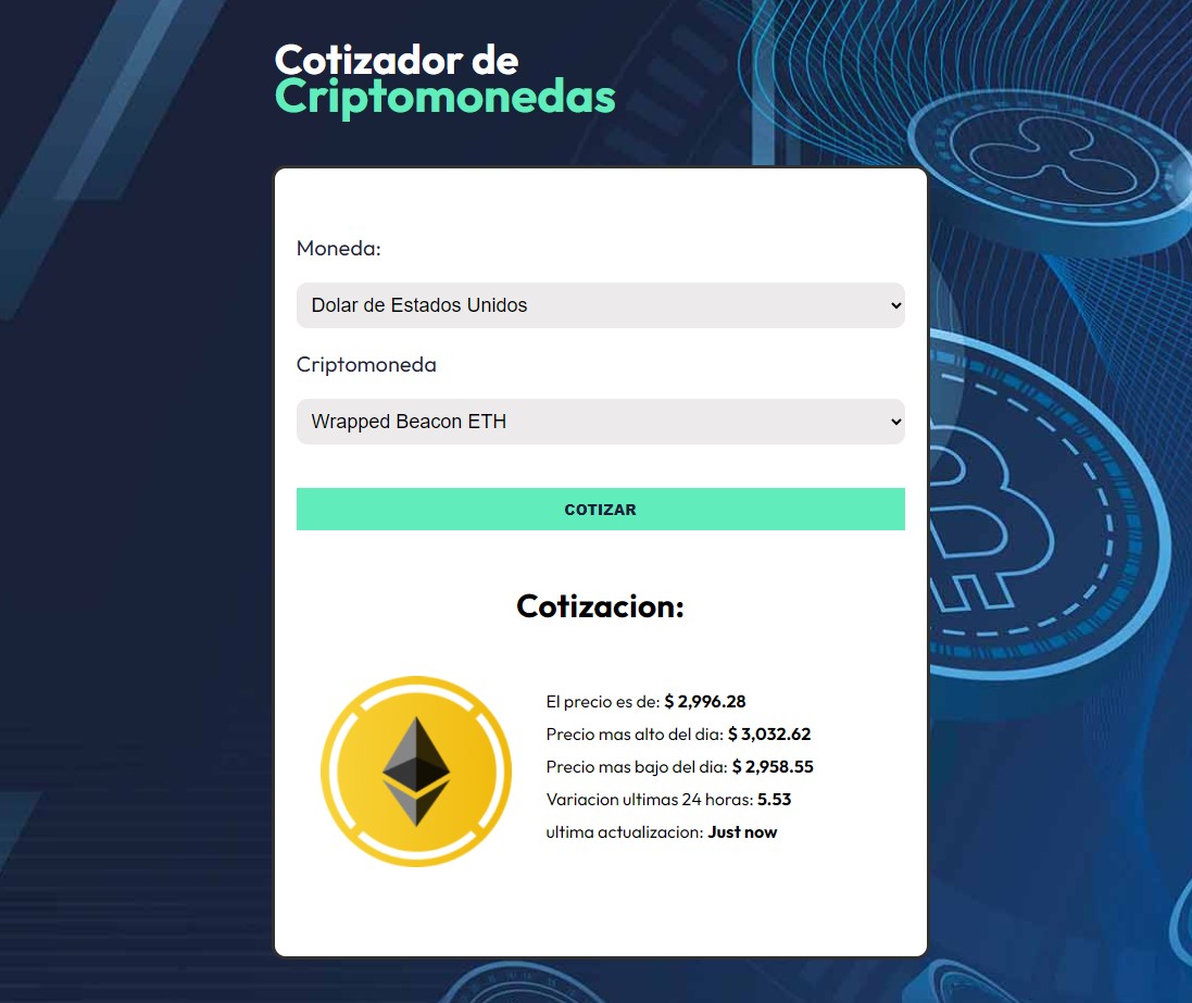 Cotizador de Criptomonedas